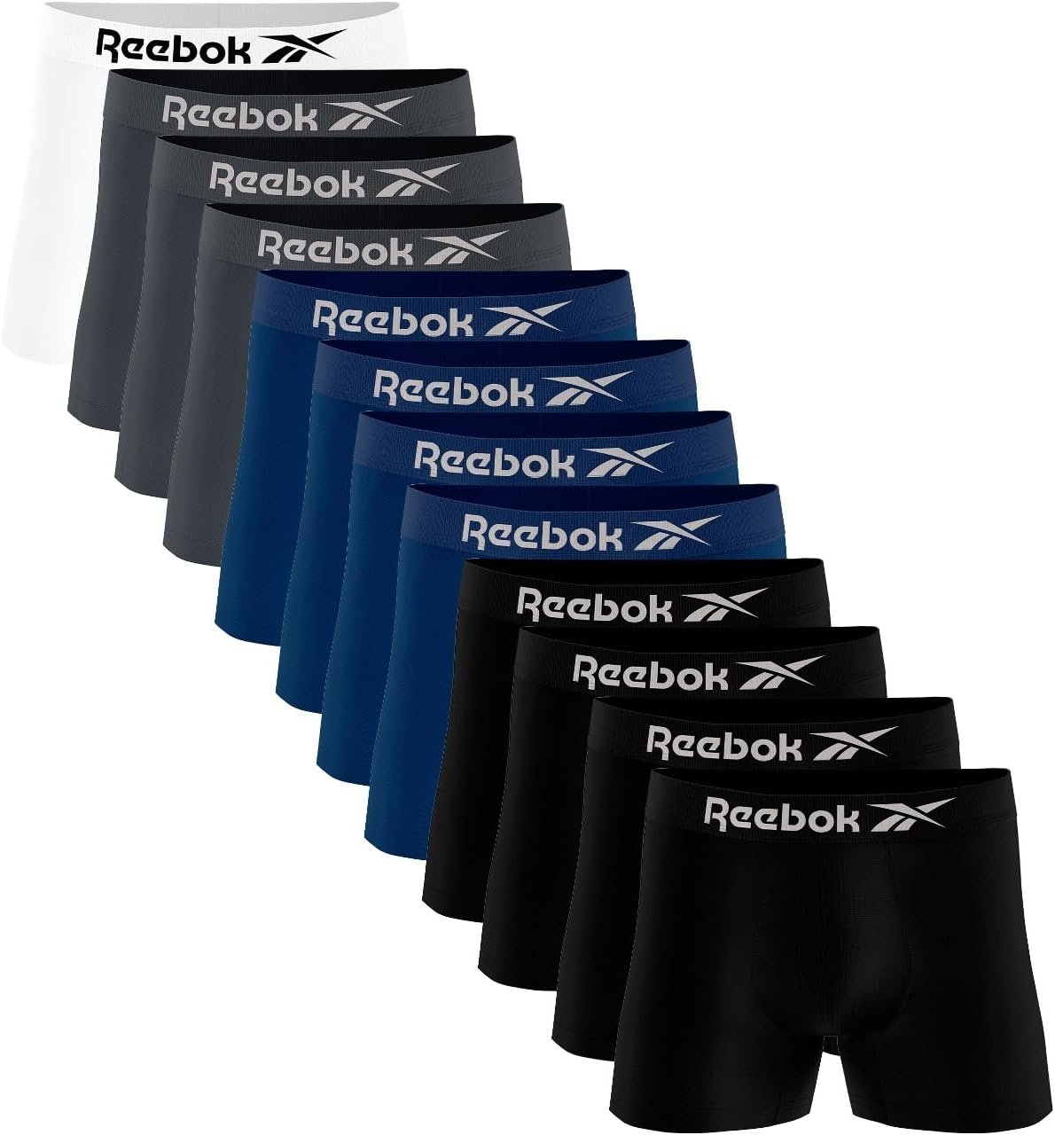 Kit 12 Cuecas Boxer Reebok Masculinas Microfibra Adulto Box Sem Costura (BR, Alfa, G, Regular, Sortidos 2)
